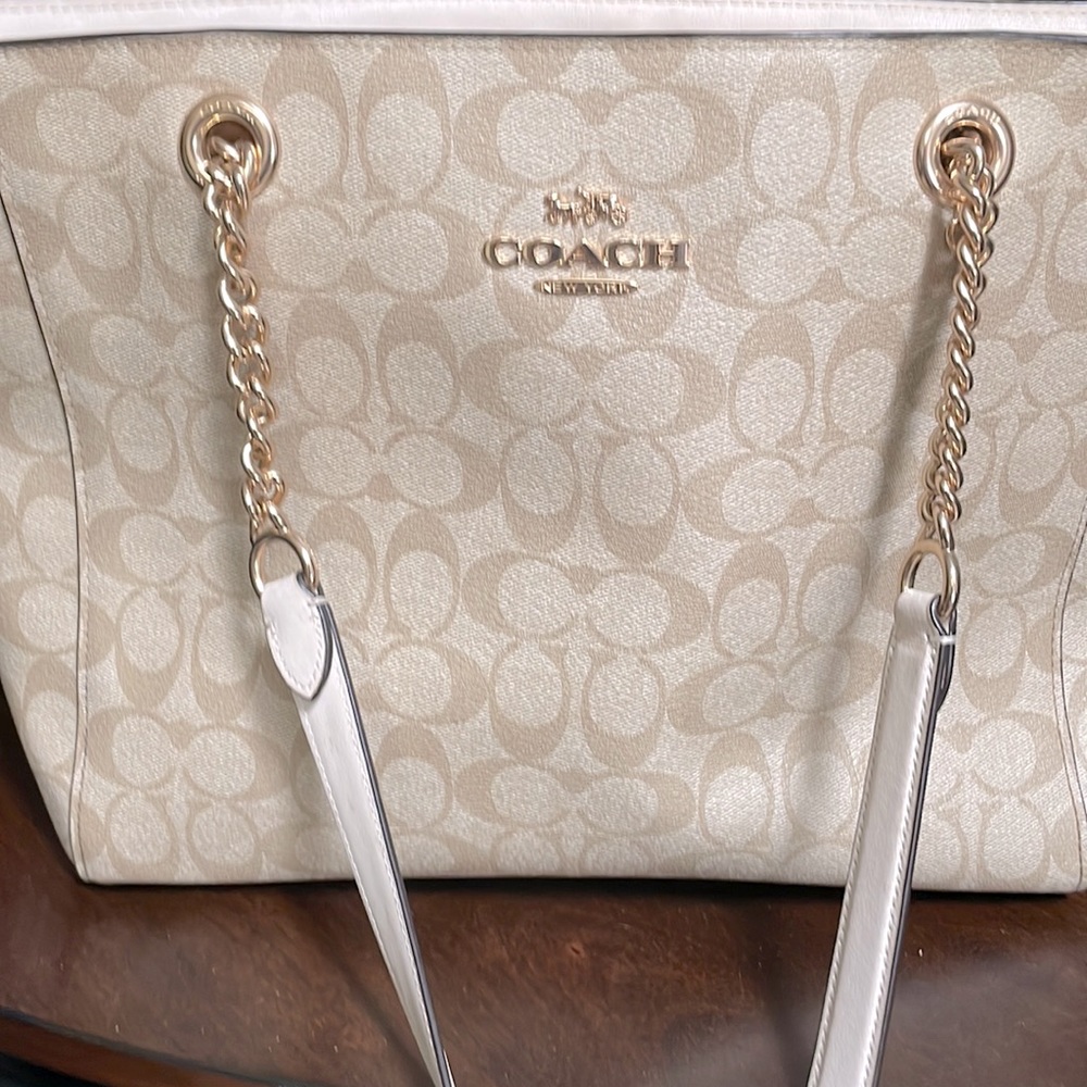 Cream color Coach tote